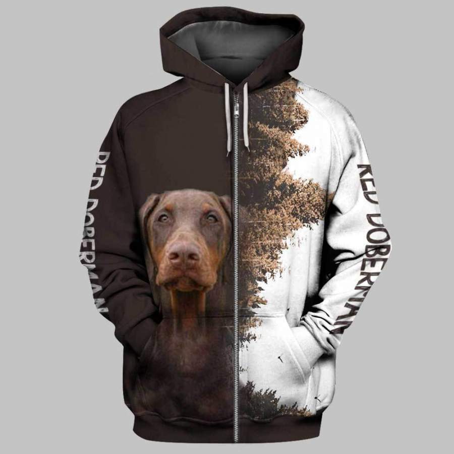 RED DOBERMAN Forest 3D Full Printing Zip Hoodie and Unisex Tee