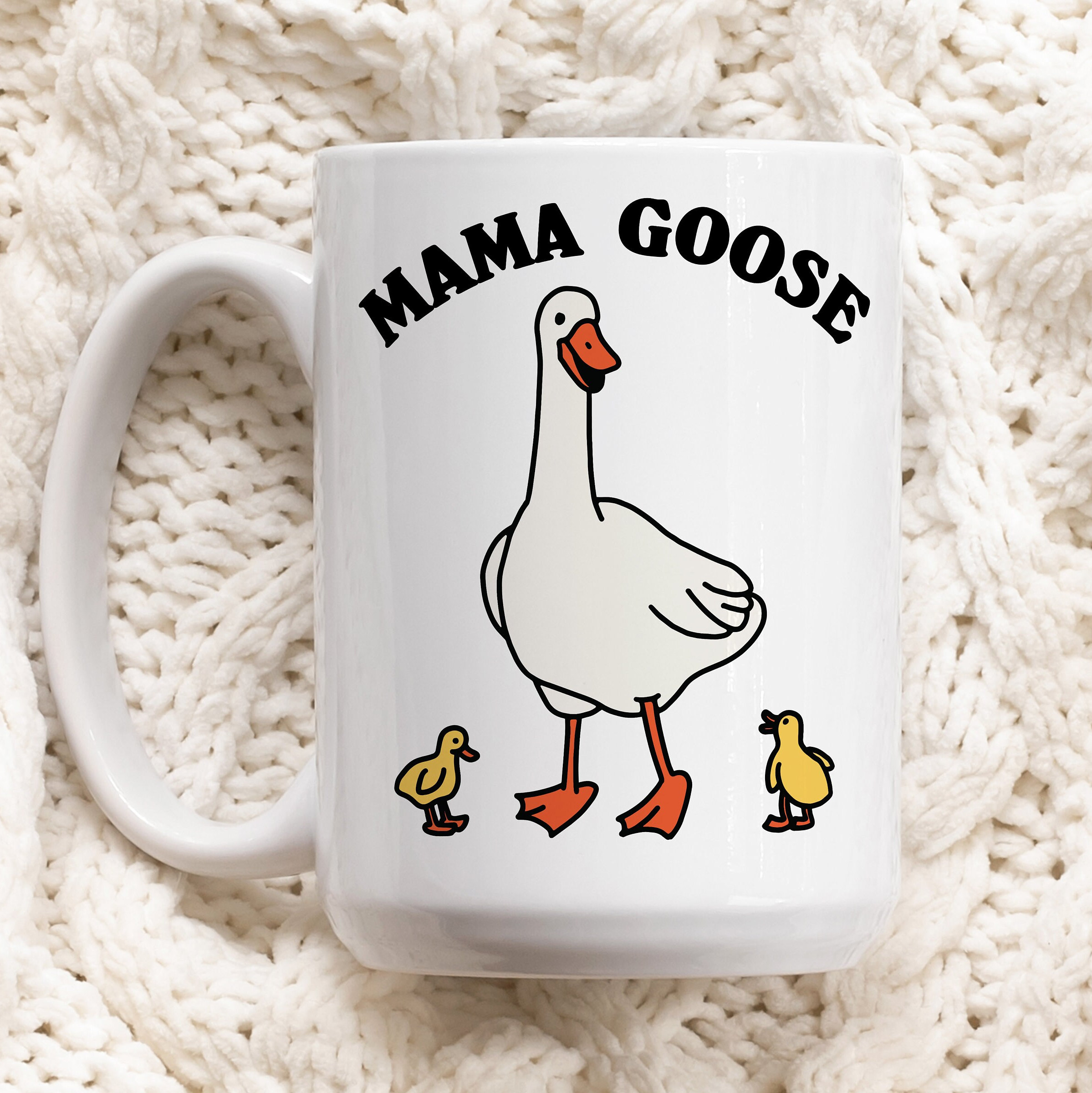 Mama Goose Mug, Cute Mothers Day Ceramic Cup, Mom Gift Coffee Mug, Cute Birthday Gift Idea for Mom, Cute Animal Illustration Mug