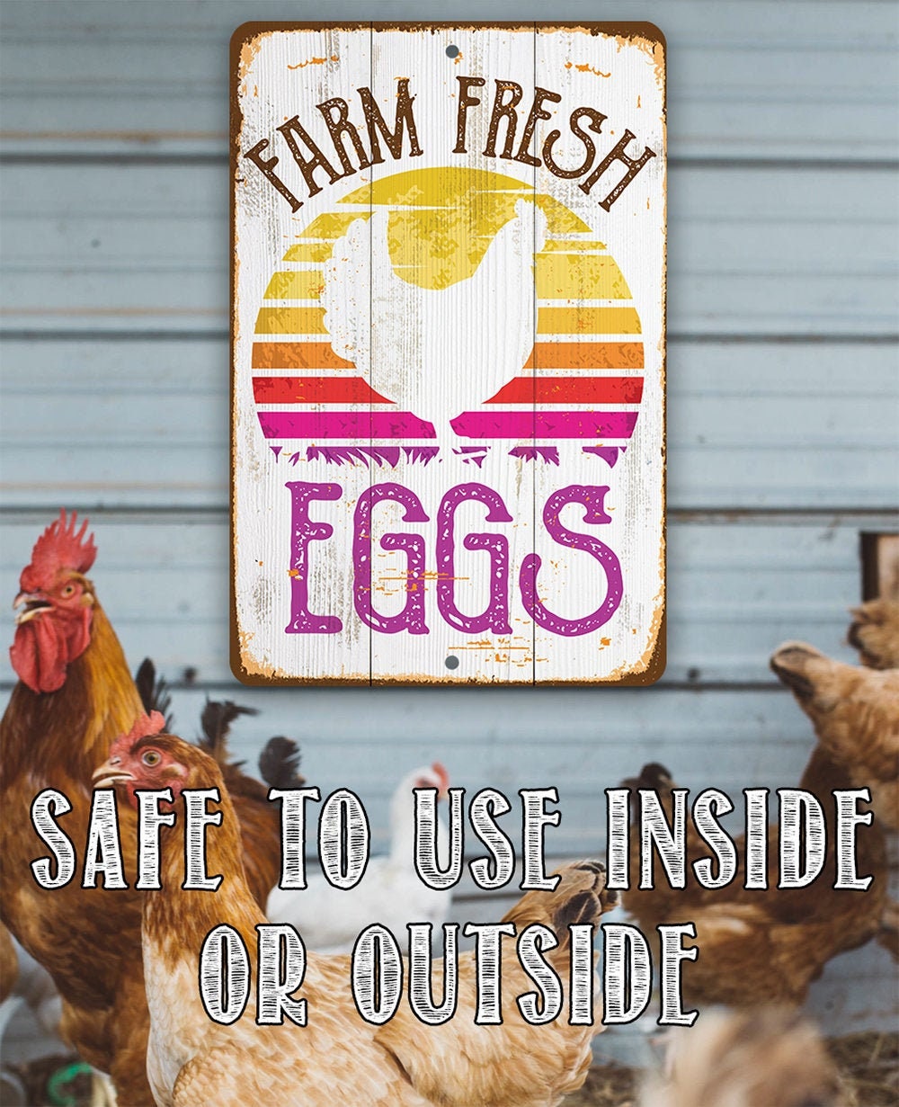 Metal Sign – Farm Fresh Eggs -Durable Tin-8″x12″ or 12″x18″ Use Indoor/Outdoor-Great Decor for  Farm