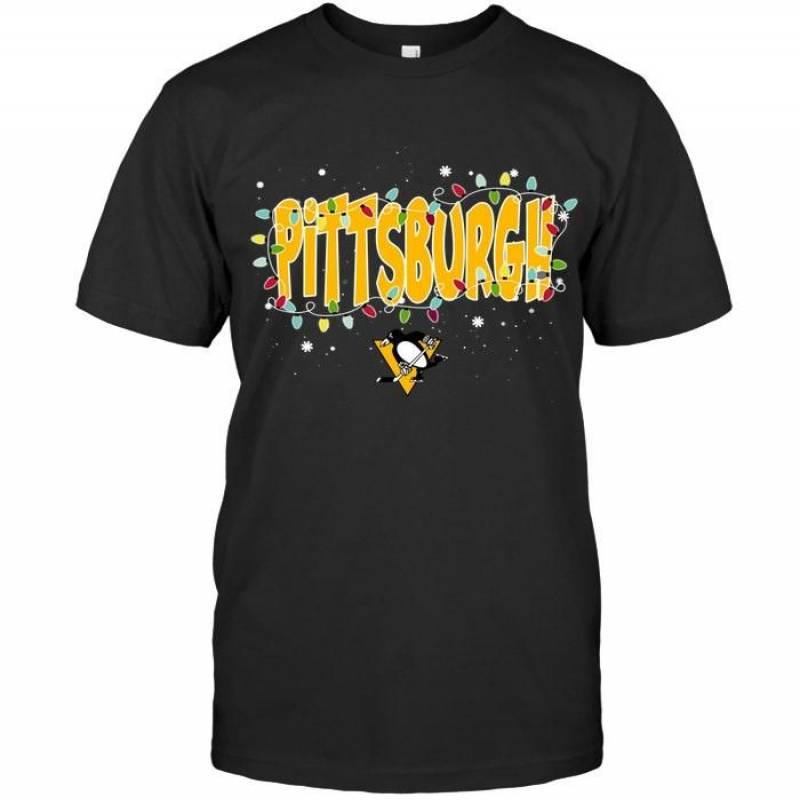 Pittsburgh Penguins Christmas Fairy Lights T Shirt – Gearpenguin.com