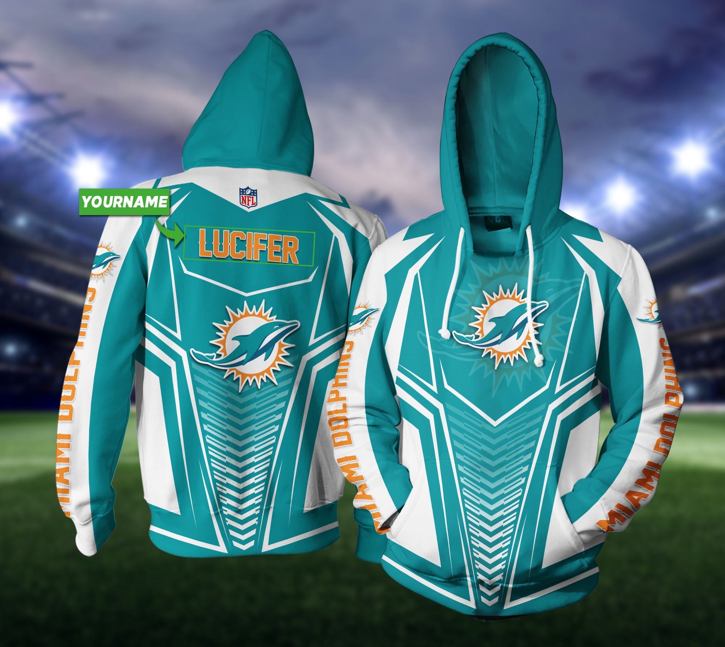 Personalized NNA 0710T12 3D Hoodie Miami Dolphins