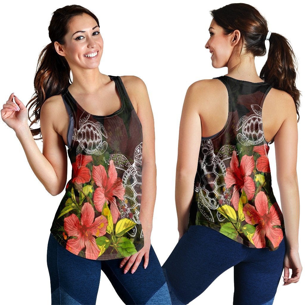 Hawaiian Turtle Tree Hibiscus Racerback Tank Ah Ha74380