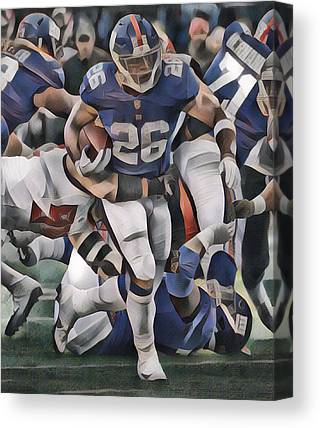 Saquon Barkley New York Giants Abstract Art 3 Joe Hamilton Canvas Print