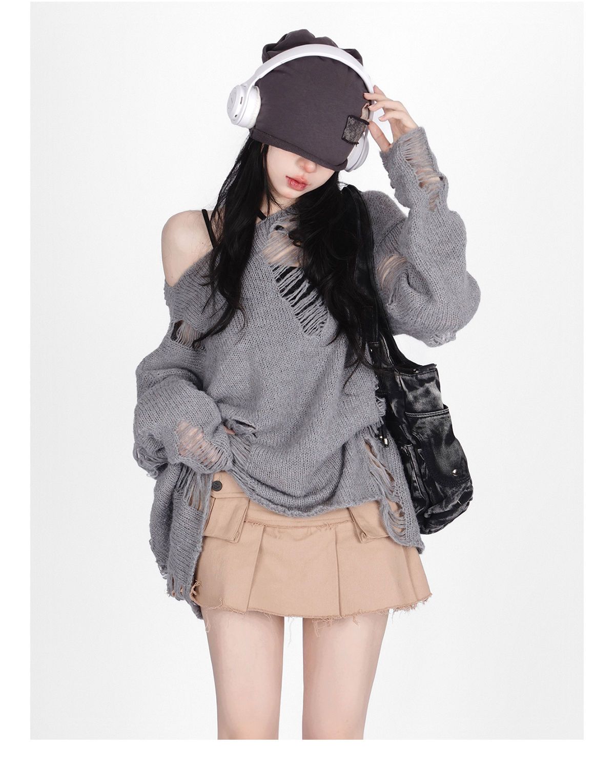 BEENLE Woman Sweater Hollow Knitted Pullover Long -sleeved Loose Autumn Spring Korean Fashion Sexy Girl Blouse Women Clothing alx