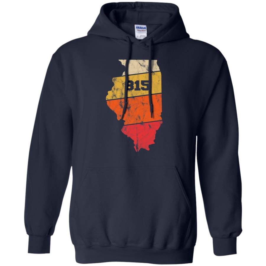 AGR Illinois Retro Local Map Heart Area Code 815 Hoodie