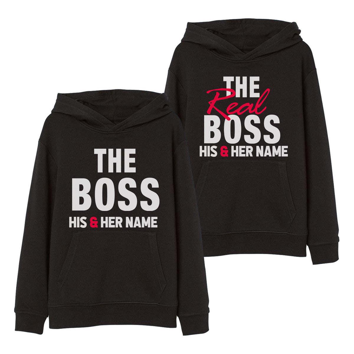 Personalized The Boss The Real Boss Hoodie, Custom Couple Hoodie, Matching Couple Hoodie, Husband Wife Hoodie, Unisex Hoodie