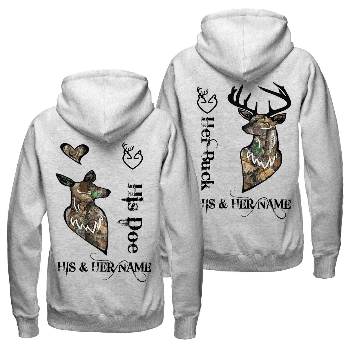 Personalized Her Buck His Doe Hoodie, His And Hers Sweatshirts, Deer Hunting Hoodie, Matching Couple Hoodies, Valentine’S Day Outfits