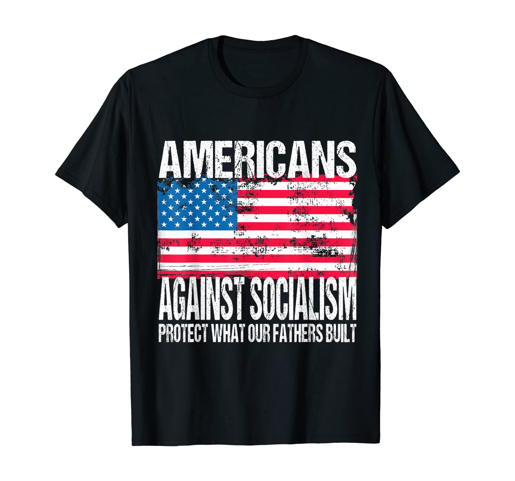 Americans Against Socialism Retro American Flag Capitalist T-Shirt