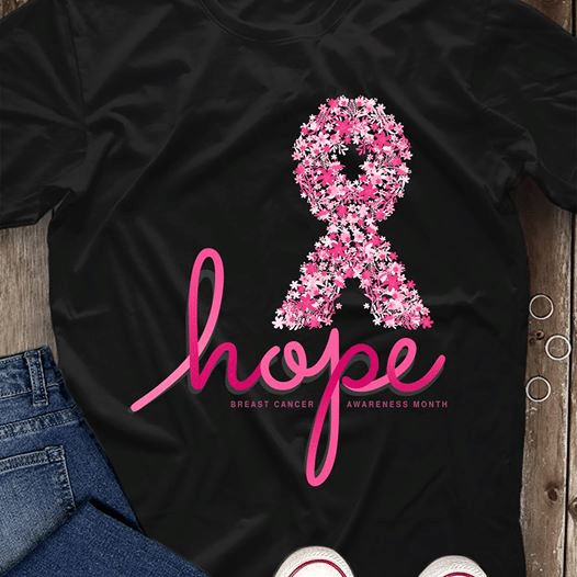 Breast Cancer Awareness Month Hope Strong T Shirt Hoodie Sweater Size S-5Xl