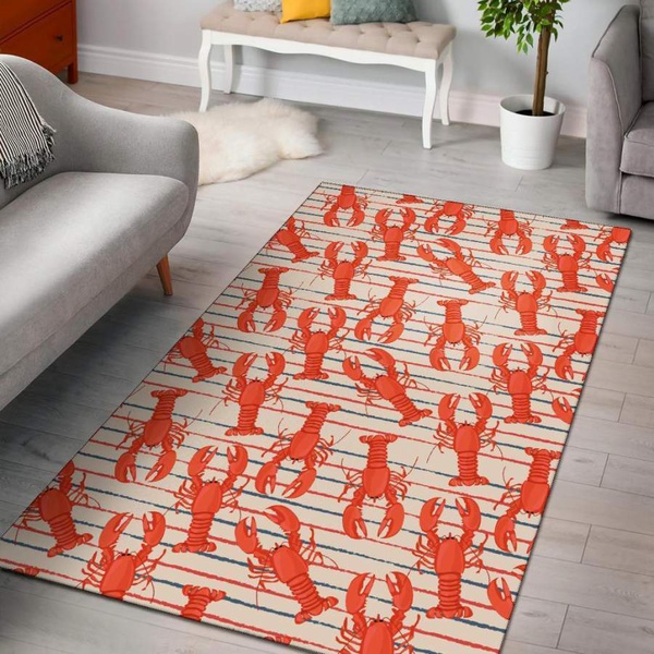 Lobster Print Pattern Area Rug