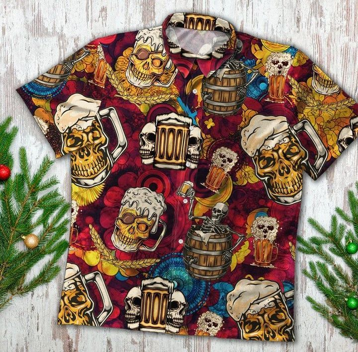 Skull And Beer Cartoon Design Hawaii Shirt Crazy Funny Hawaii Vintage Hawaii Ha49419