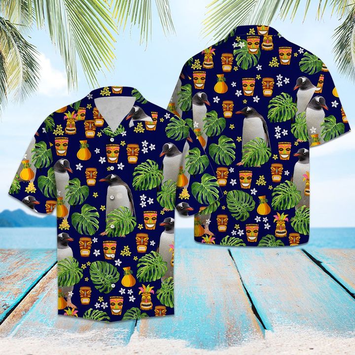 Penguin Native Tropical Hawaiian Shirt Summer Button Up For Men, Women, Couple