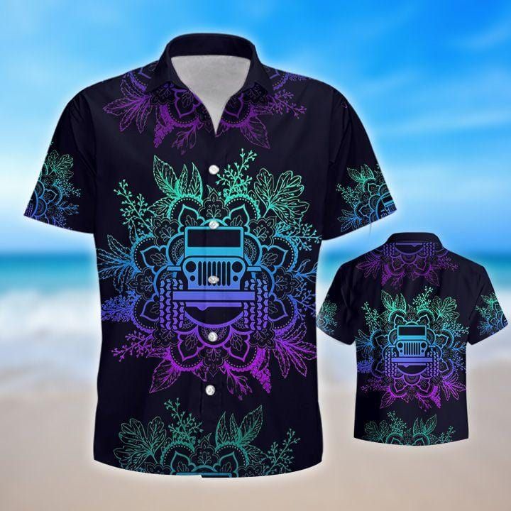 Felacia Awesome Jeep Mandala Ombre Purple Black Aloha Hawaiian Ha96525