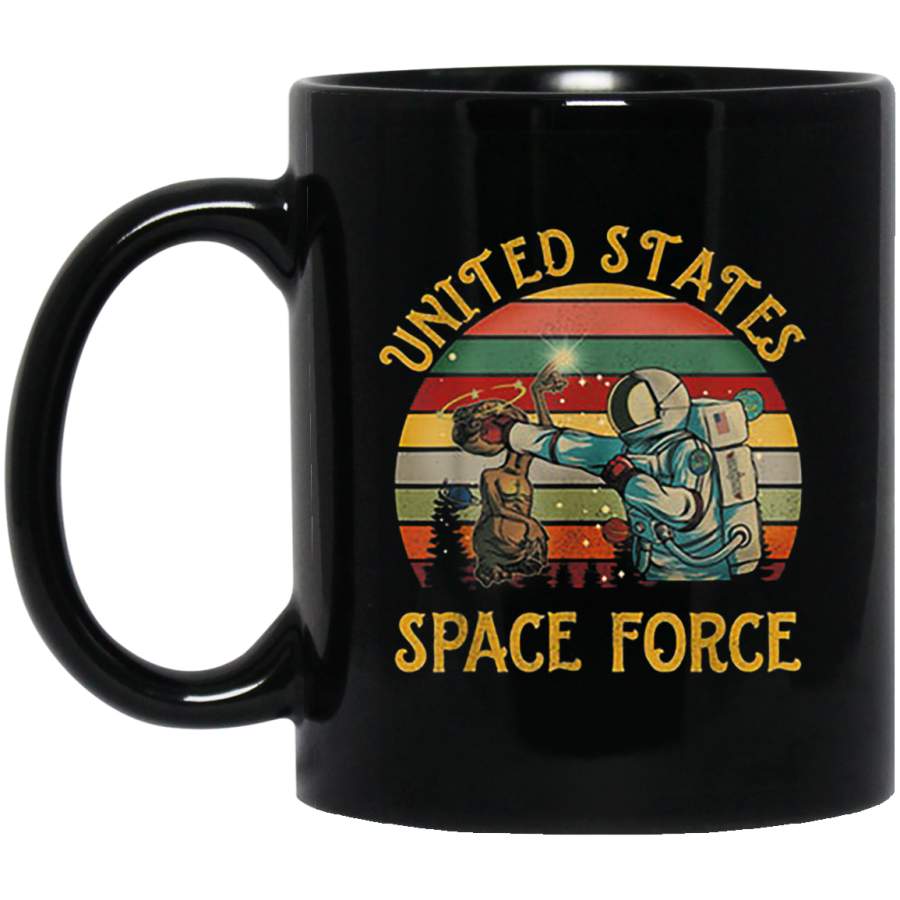 United States Space Force Punch Retro Vintage Sunset 11 oz 15 oz Black Mug