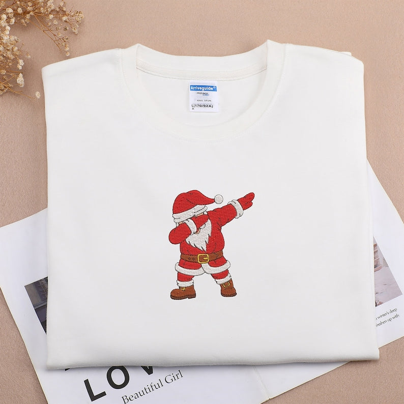 Santa Christmas Embroidered Sweatshirt 2D Crewneck Sweatshirt All Over Print Sweatshirt For Women Sweatshirt For Men Sws4787