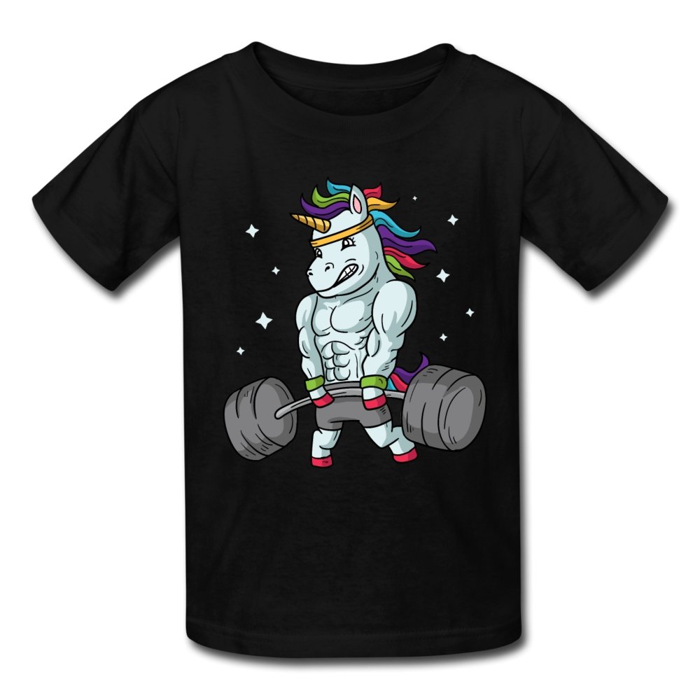 Weightlifting Unicorn – Deadlift & Gym – Kids’ T-Shirt