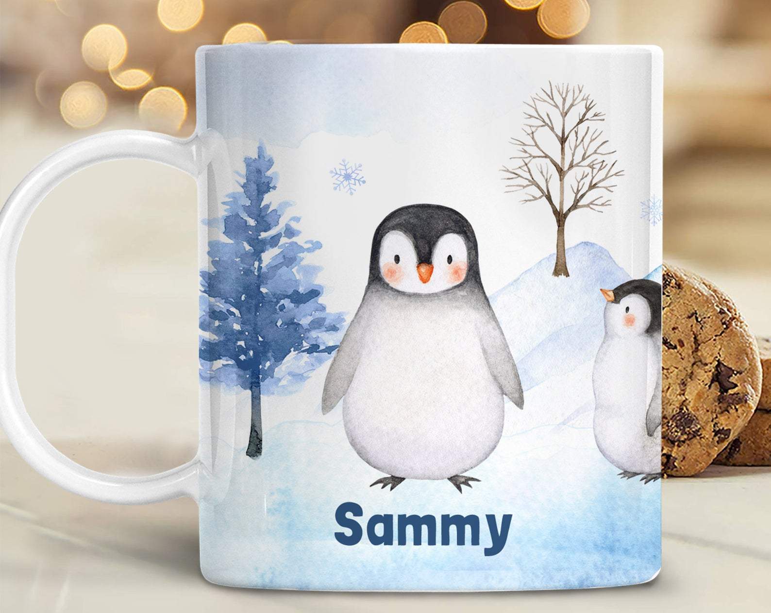 Pesonalized Name Kids Penguin Christmas With Lightweight Ized Unbreakable Bpa Free Mug White Ceramic 11-15Oz Coffee Tea Cup