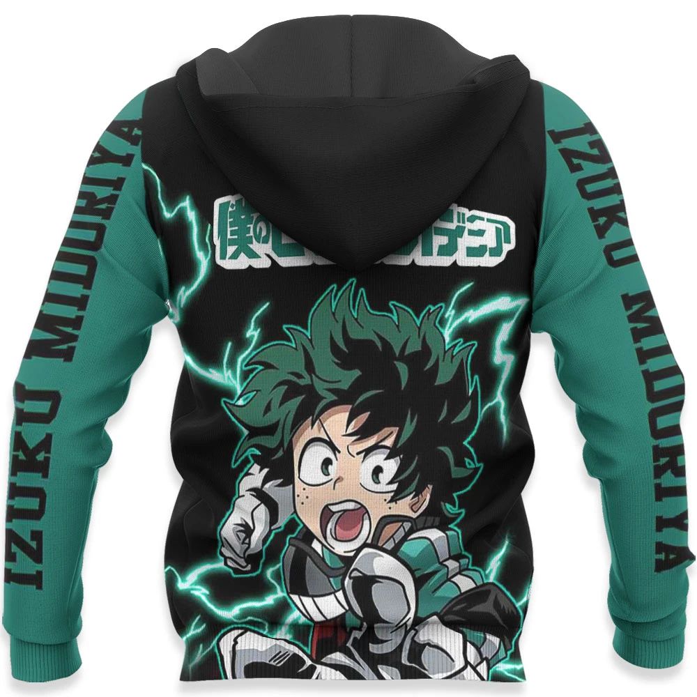 Izuku Midoriya Hoodie Sweater Deku Mha Custom Anime Zip Jacket Unisex ...