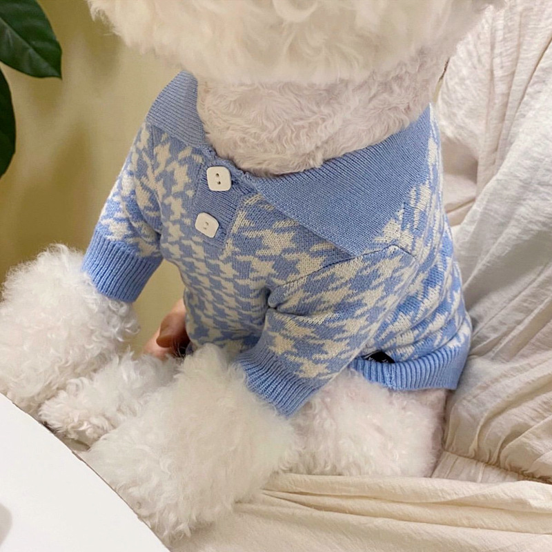 Autumn And Winter Lapel Dog Clothes Cute Pullover Sweater Puppy Bichon Poodle Warm Dog Sweater Bottoming Shirt For Small Dogs alx