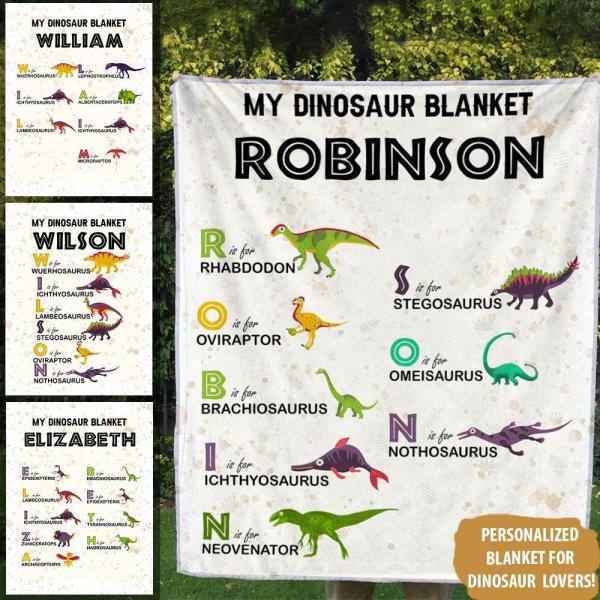 Personalized My Dinosaur Blanket With Customizable Name Gift For Kids