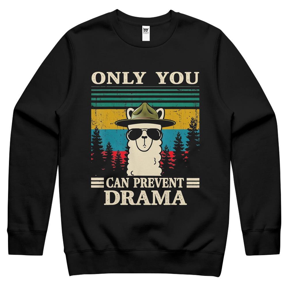 Llama Camping Only You Can Prevent Drama Gifts Men Women Crewneck Sweatshirt