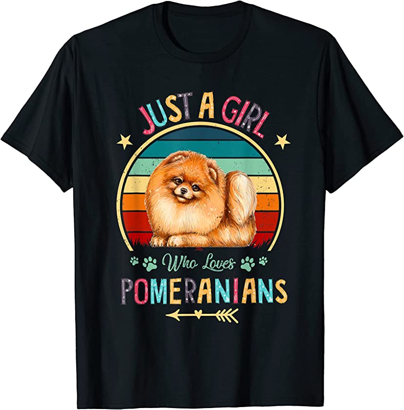 Vintage Just A Girl Who Loves Pomeranians Dog Lovers T-Shirt