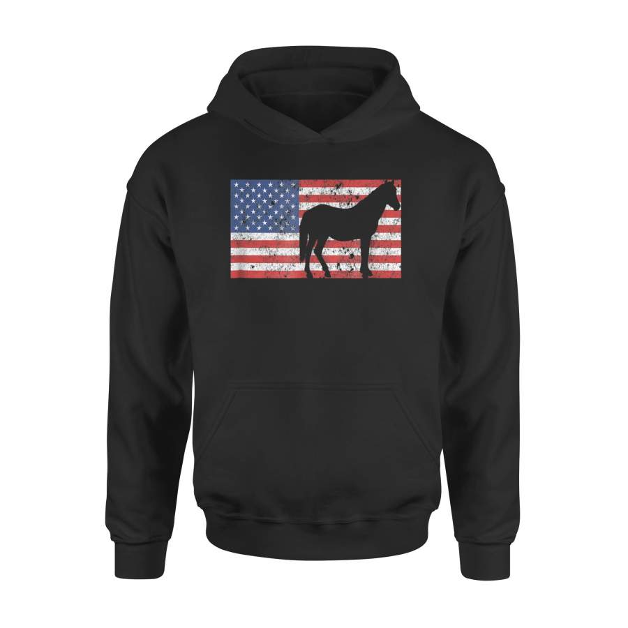 American Flag Horse Equestrian Funny Horse Premium Hoodie