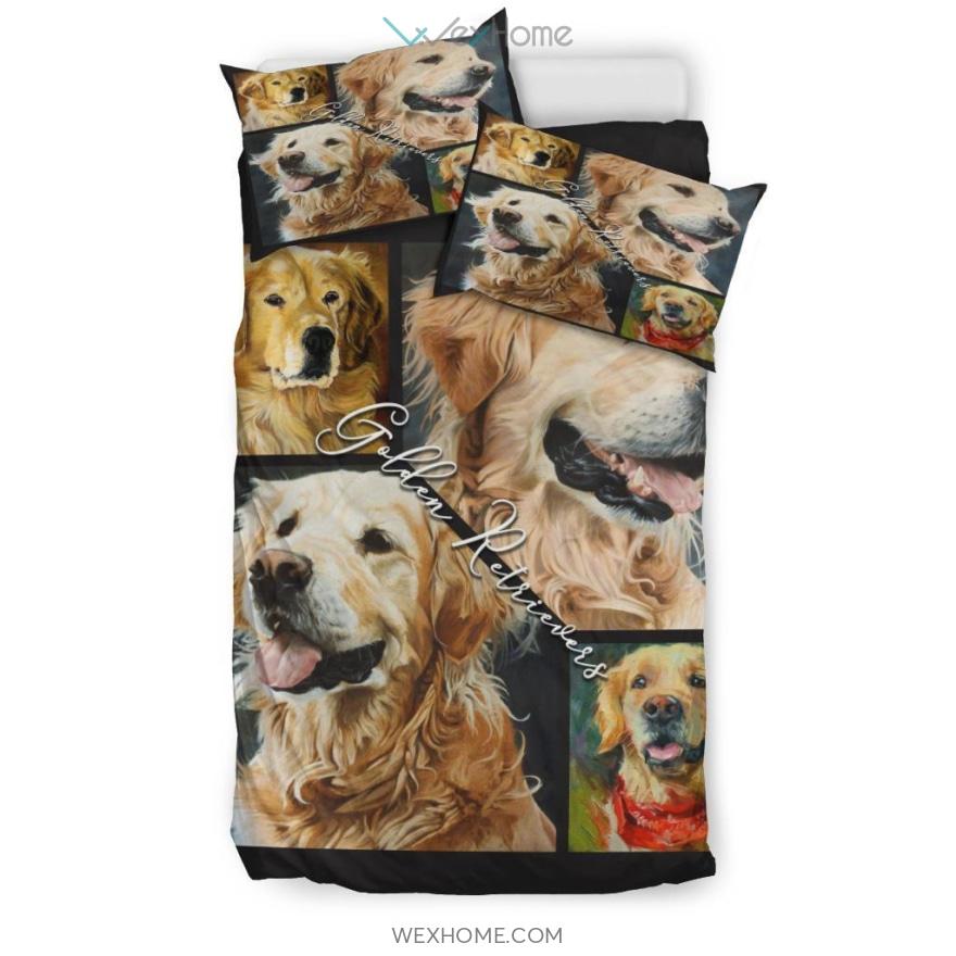 Golden Retriever Bedding – Duvet Cover And Pillowcase Set – Unique Design Amazing Gift