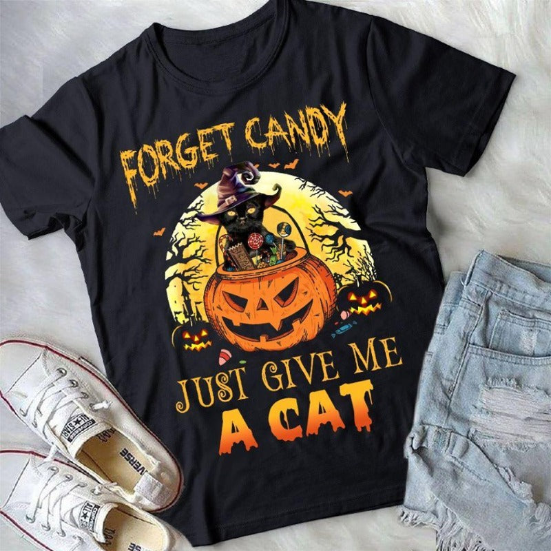 Black Cat Halloween Forger Candy Just Give Me A Cat Standard Men T-shirt