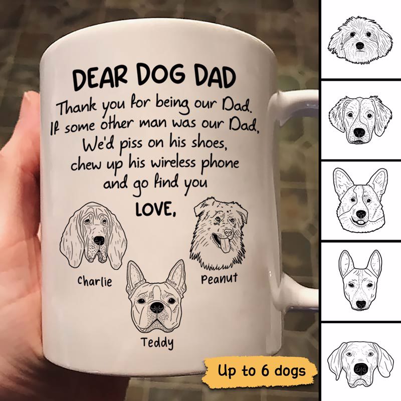 Dear Dog Dad Dog Head Outline Father‘S Day Gift Personalized Mug