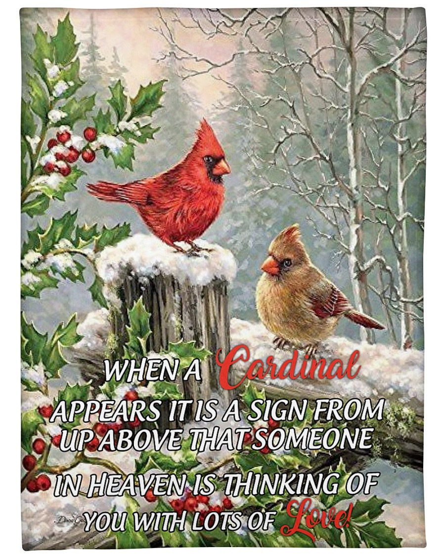 Personalized Someone In Heaven Is Thinking Of You With A Lot Of Love Cardinal Birds| Sherpa Woven Blankets| Christmas Gift Ideas