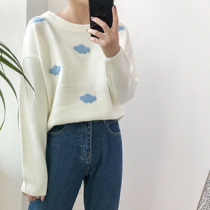 2020 Women’S Vintage College Loose Clouds Sweater Female Korean Punk Thick Cute Loose Harajuku Clothing For Women alx