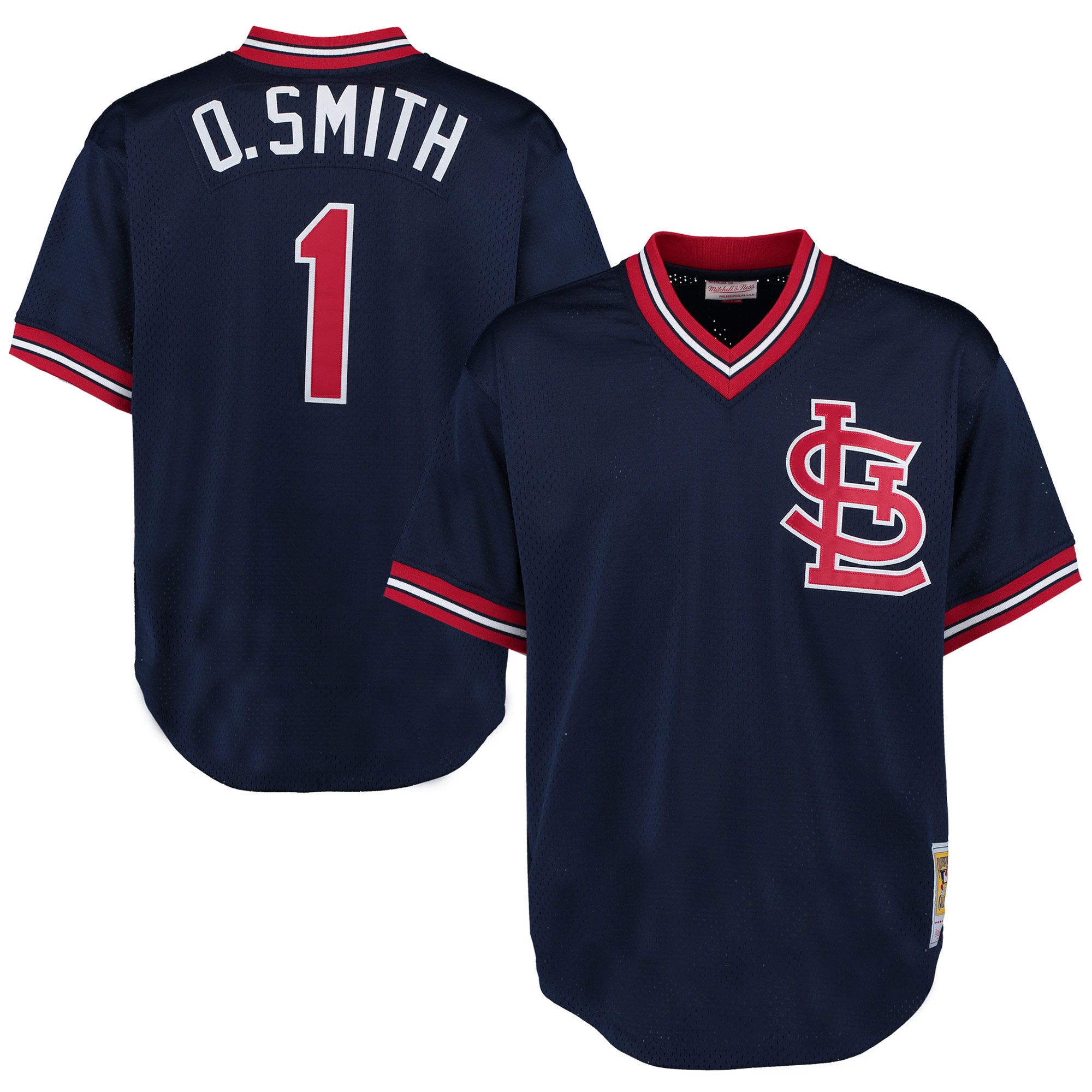 Ozzie Smith St. Louis Cardinals Mitchell & Ness 1994 Authentic Cooperstown Collection Mesh Batting Practice Jersey – Navy