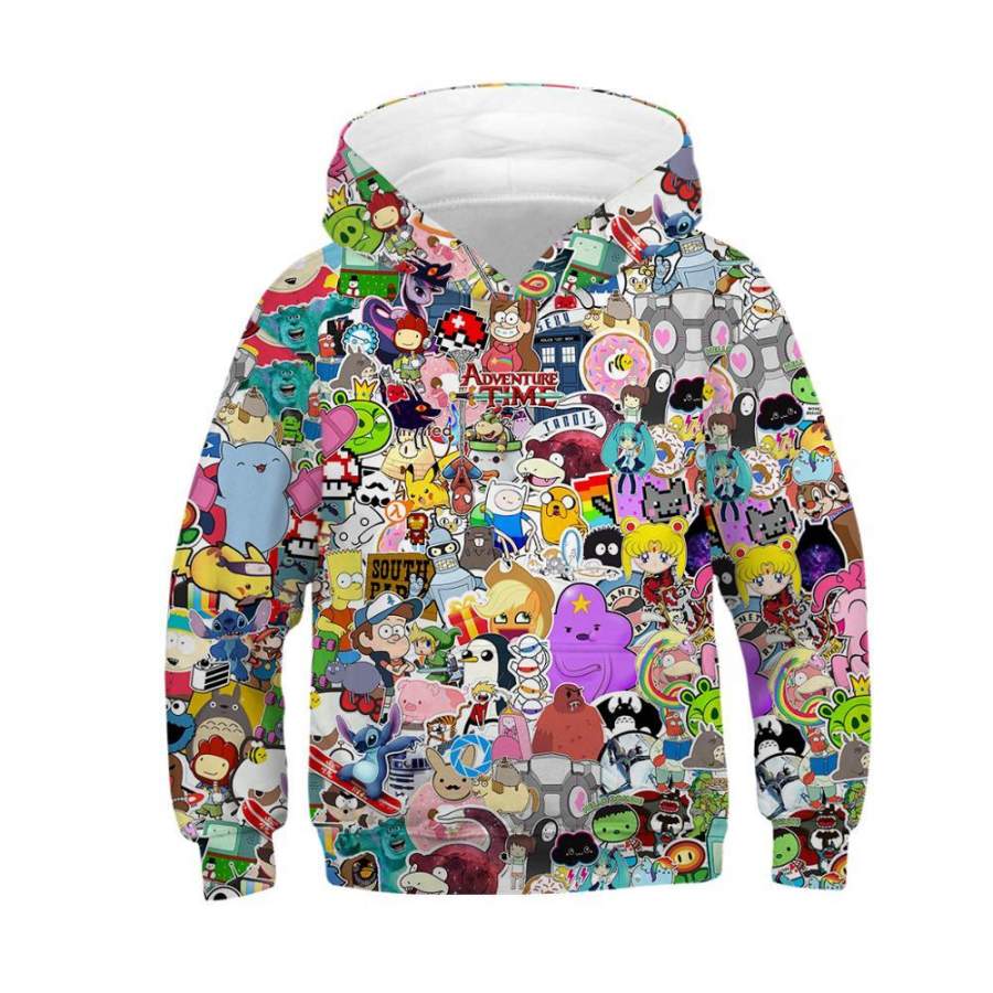 Children Harajuku Anime Cartoon Hoodies Adventure Time/Totoro/Pokemon ...