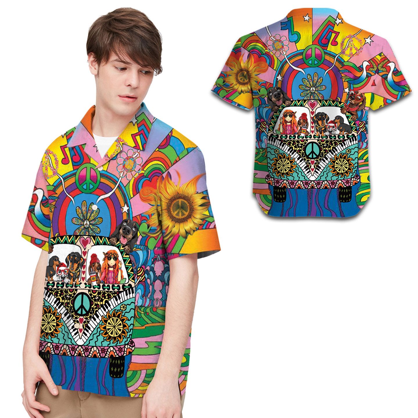 Dachshund Hippie Hawaii Shirt For Men Lovers Ha82575