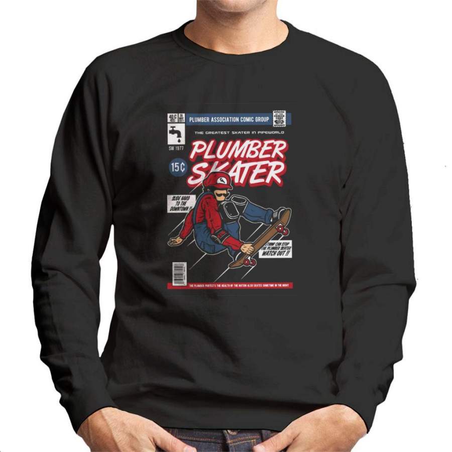 Super Mario Plumber Skater Comic Cover Men’s Sweatshirt