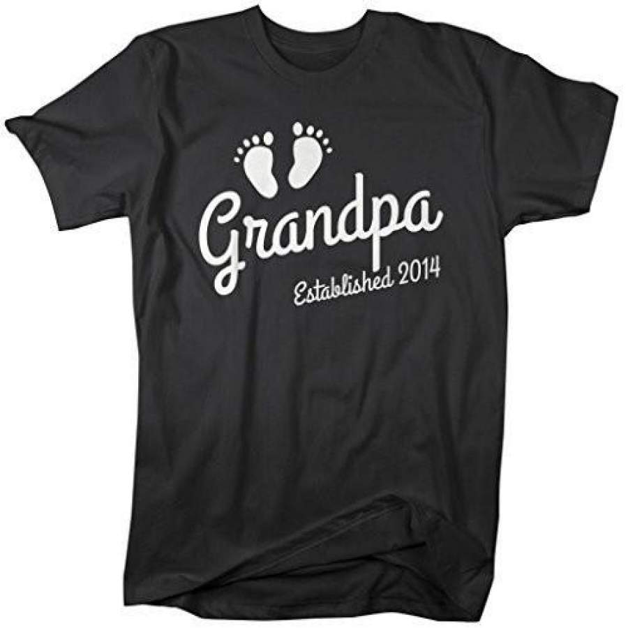 Shirts By Sarah Men’s Grandpa Established 2014 T-Shirt Baby Feet Cute Shirts