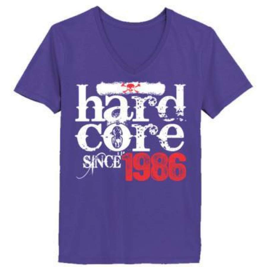 AGR Hard Core Since 1986 – Ladies’ V-Neck T-Shirt