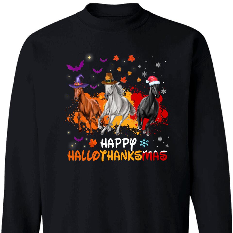 Happy Hallothanksmas Horse Lovers Sweatshirt – Trending Personalized