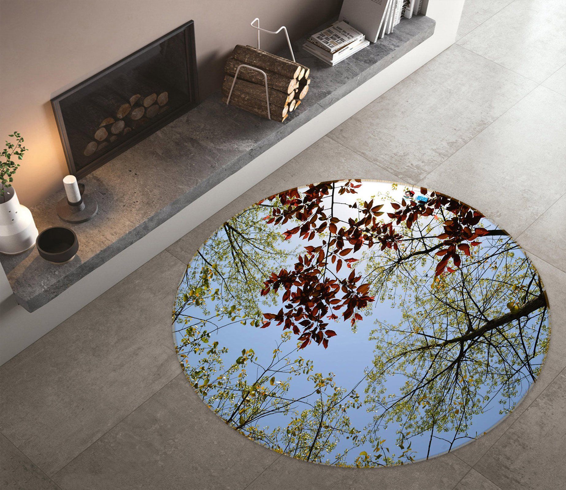 3D Branches 72268 Round Rug – Round Carpet Home Decor