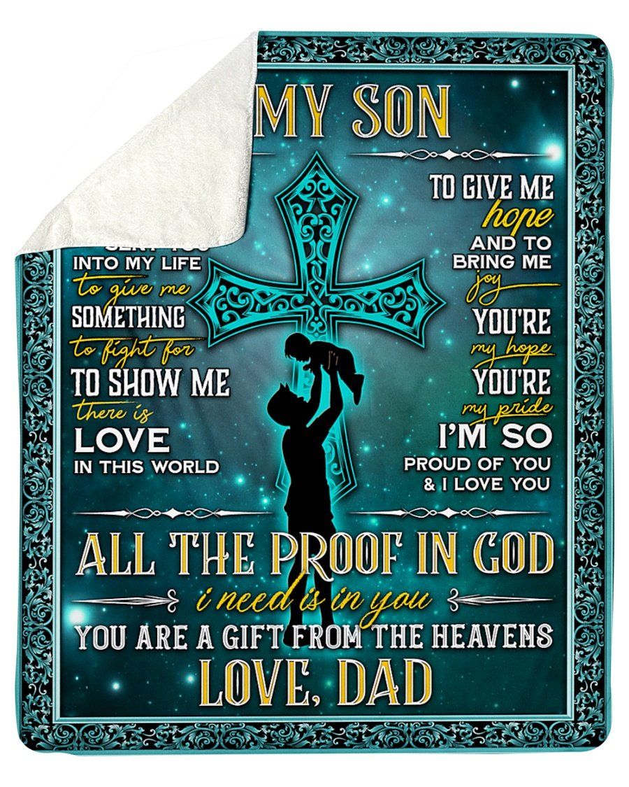 A Gift From The Heavens Cross Dad Fleece Blanket, Sherpa Blanket, Gift For Son, Gift For Parent, Family Member, Friends Gift, Christmas Gift, Home Decor, Home Living