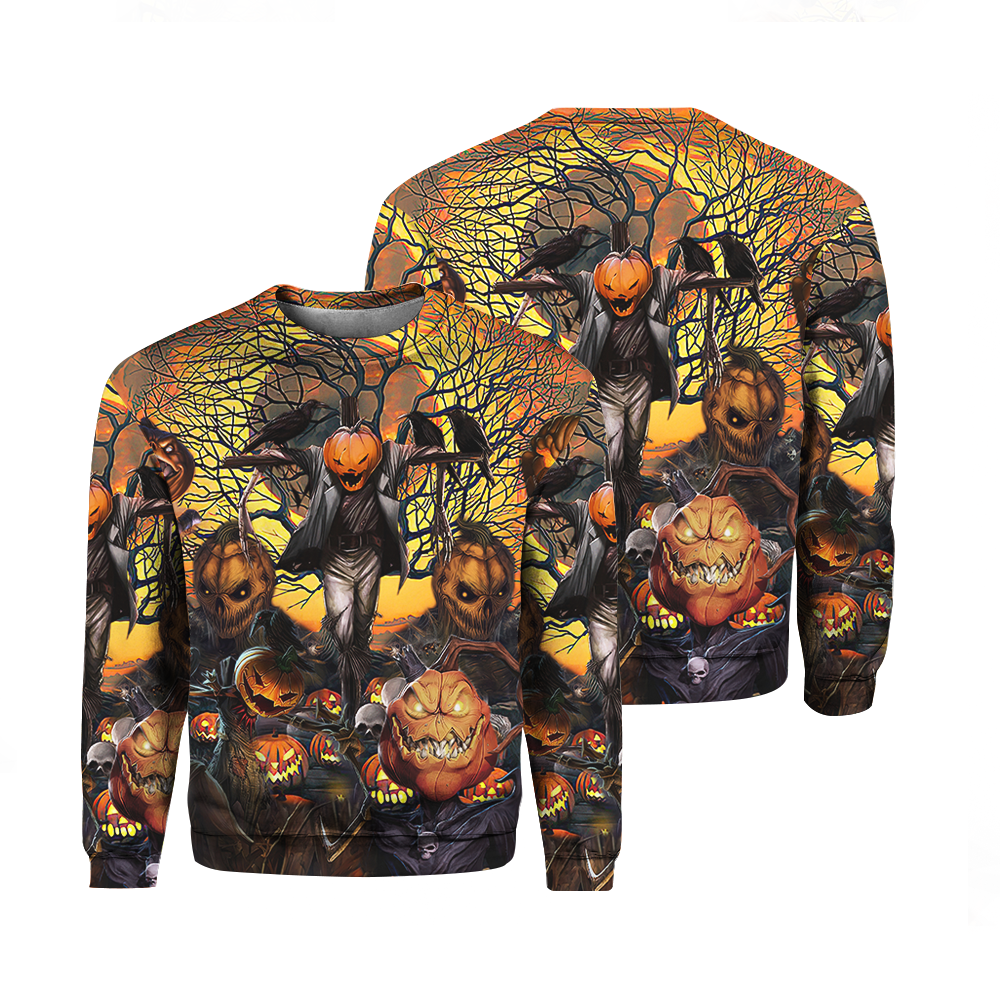 Pumpkin Will Come And Find You On Halloween Night Crewneck Sweatshirt All Over Print Sweatshirt For Women Sweatshirt For Men