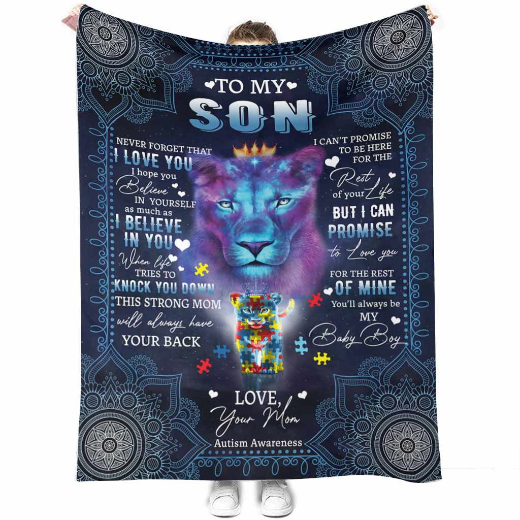 Autism Awareness To My Son Lion – Flannel Blanket