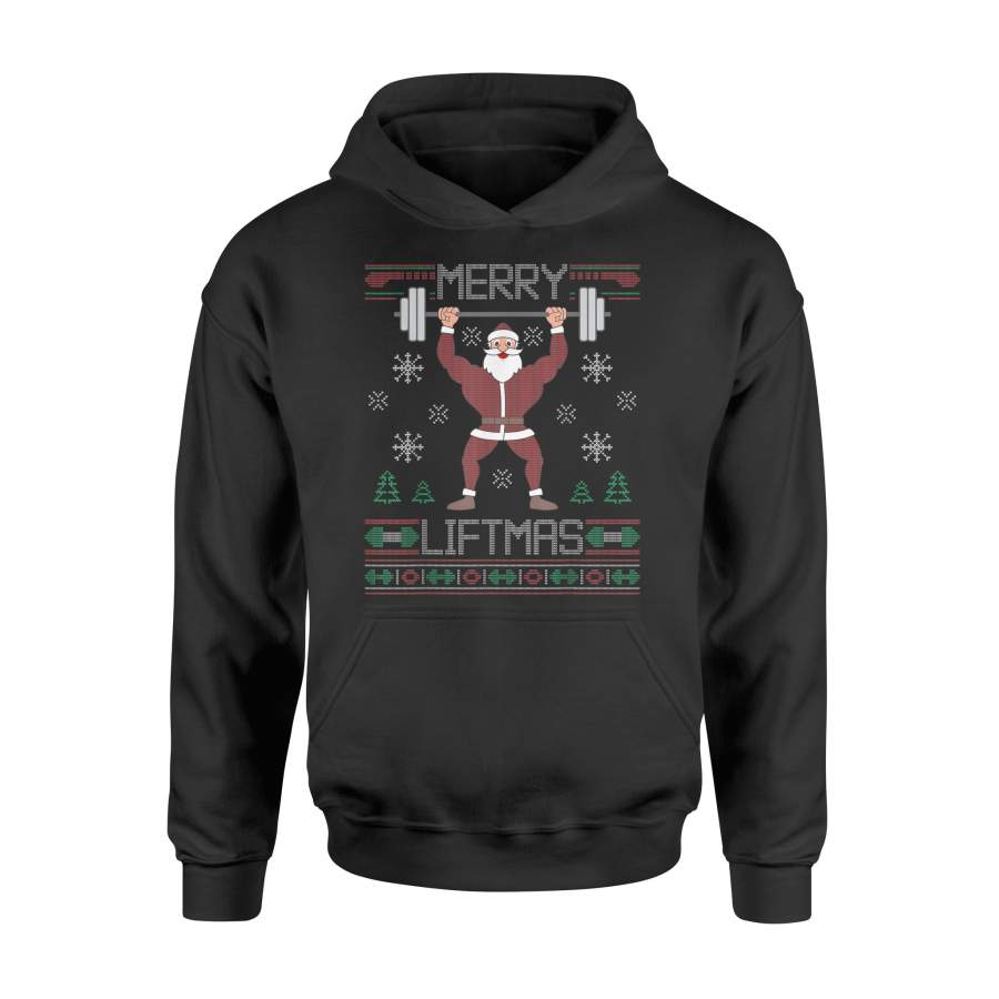 Christmas T-shirt Merry Liftmas T-Shirt Ugly Christmas Sweater Gym Workout Tee – Standard Hoodie