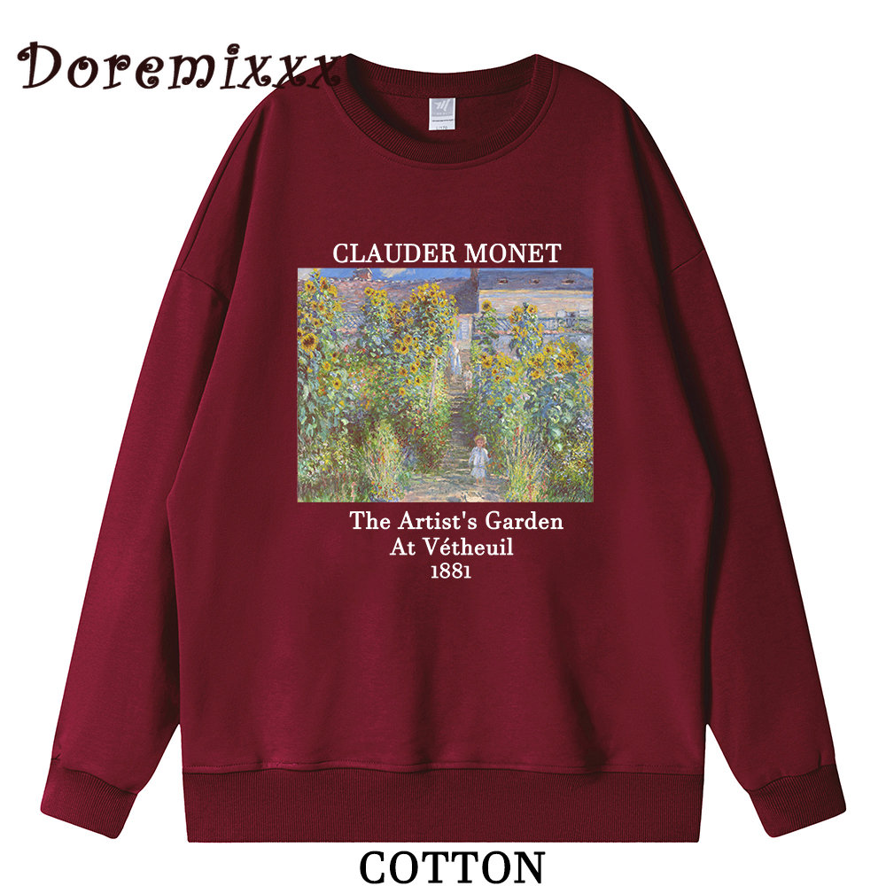 Claude Monet The Artist’s Garden At Vétheuil Unisex Sweatshirt French Aesthetic Harajuku Pullover Men/women Hoodies Sweatshirts alx