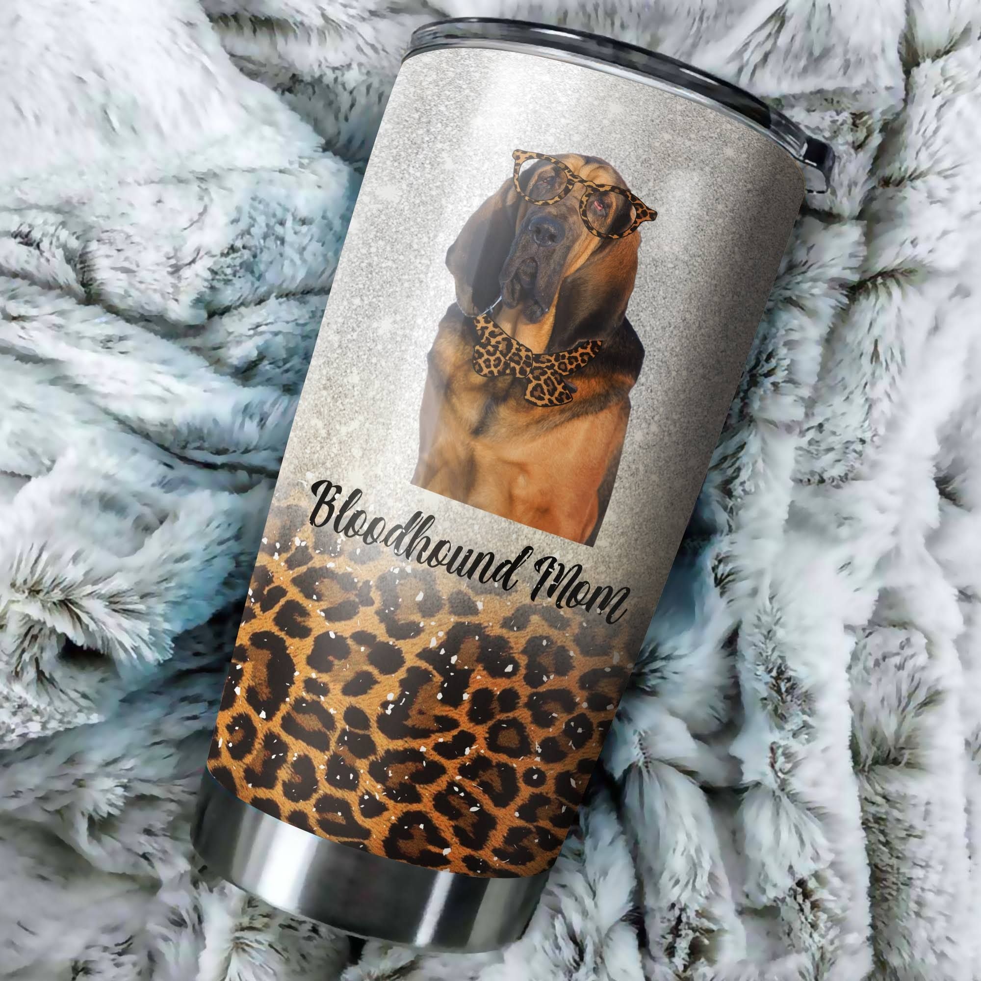 Bloodhound Dog Leopard Pattern Stainless Steel Skinny Tumbler Bulk, Double Wall Vacuum Slim Water Tumbler Cup With Lid, Reusable Metal Travel Coffee Mug