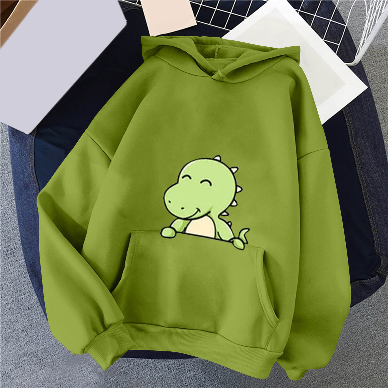 Cute Dinosaur Printed Hoodies Womens Teens Kawaii Korean Harajuku Sweatshirt 2022 Female 90s Loose Cartoon Hooded Pullover alx