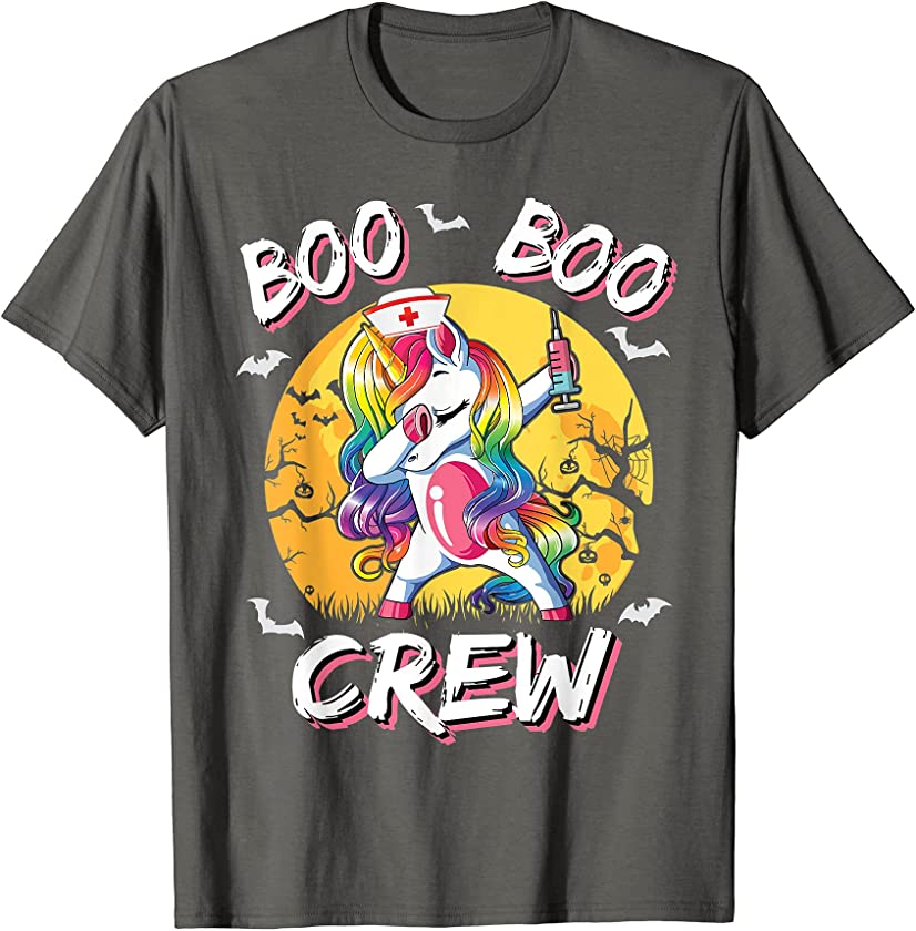 Women Boo Boo Crew Unicorn Nurse Halloween Custome Nursing T-Shirt