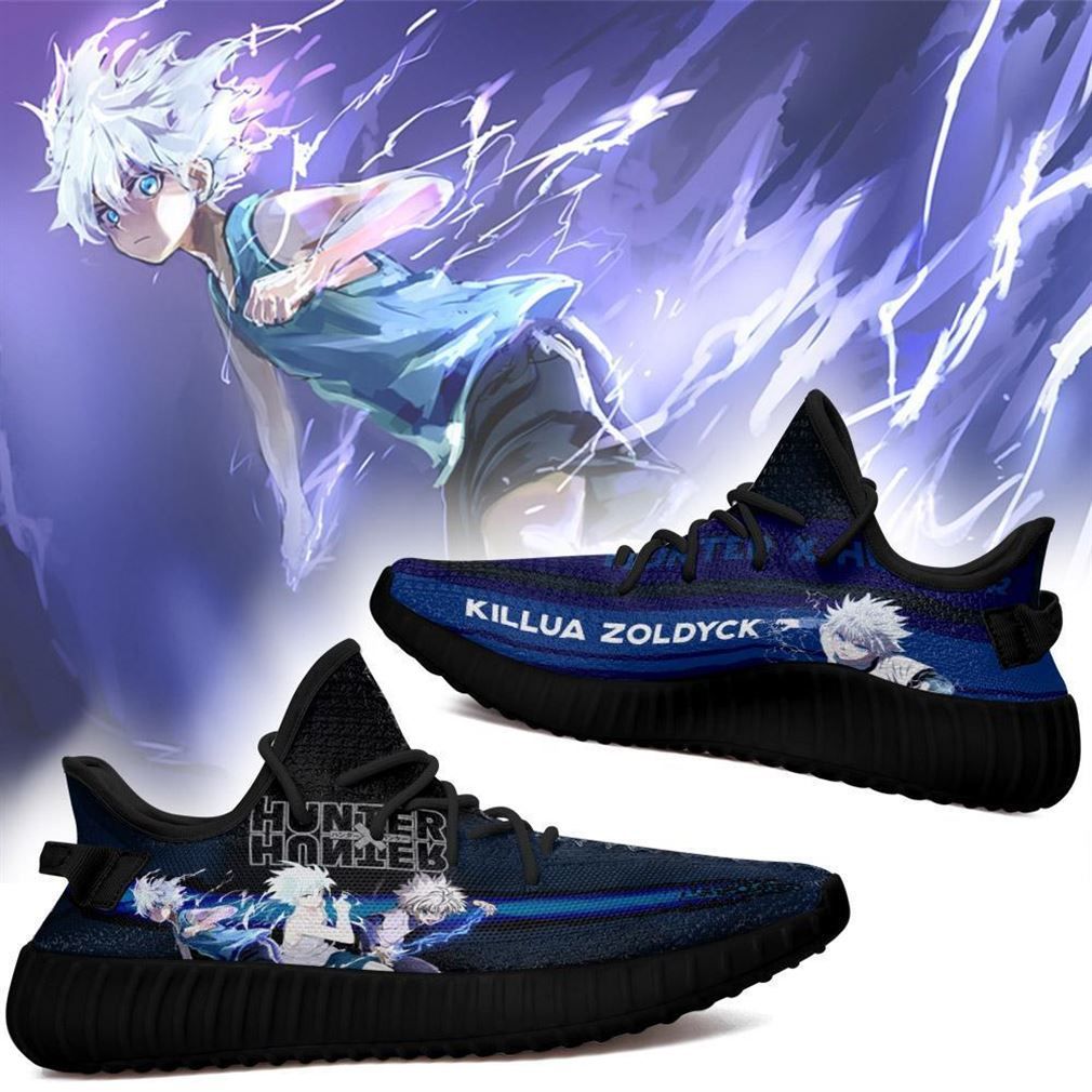 Killua Yz Custom Hunter X Hunter Anime Yeezy Black Shoes Sport Sneakers - Safecheckoutnow Fashion