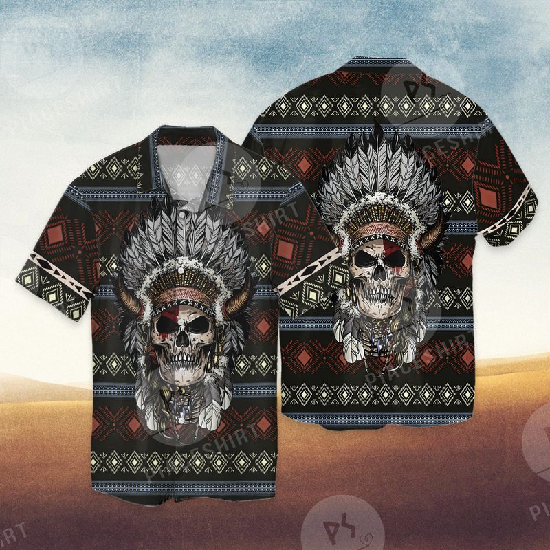 Skull Indian Native American Cool Full Print Hawaii Shirt Ha60365